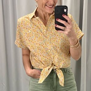 Happy floral front-tie top for Spring!